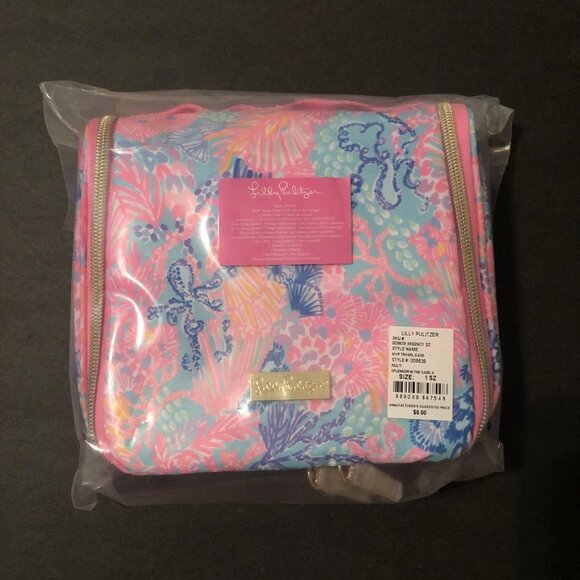Lilly Pulitzer Travel Case Bag - Splendor In The Sand (4 Bottles + 1 Jar) NEW - Picture 1 of 9